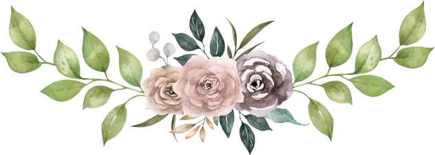Flowers and Leaves Watercolor Border Illustration 